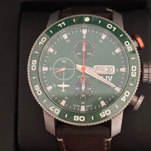 Liv P51 Limited Edition Green Chronograph Watch with Brown Strap